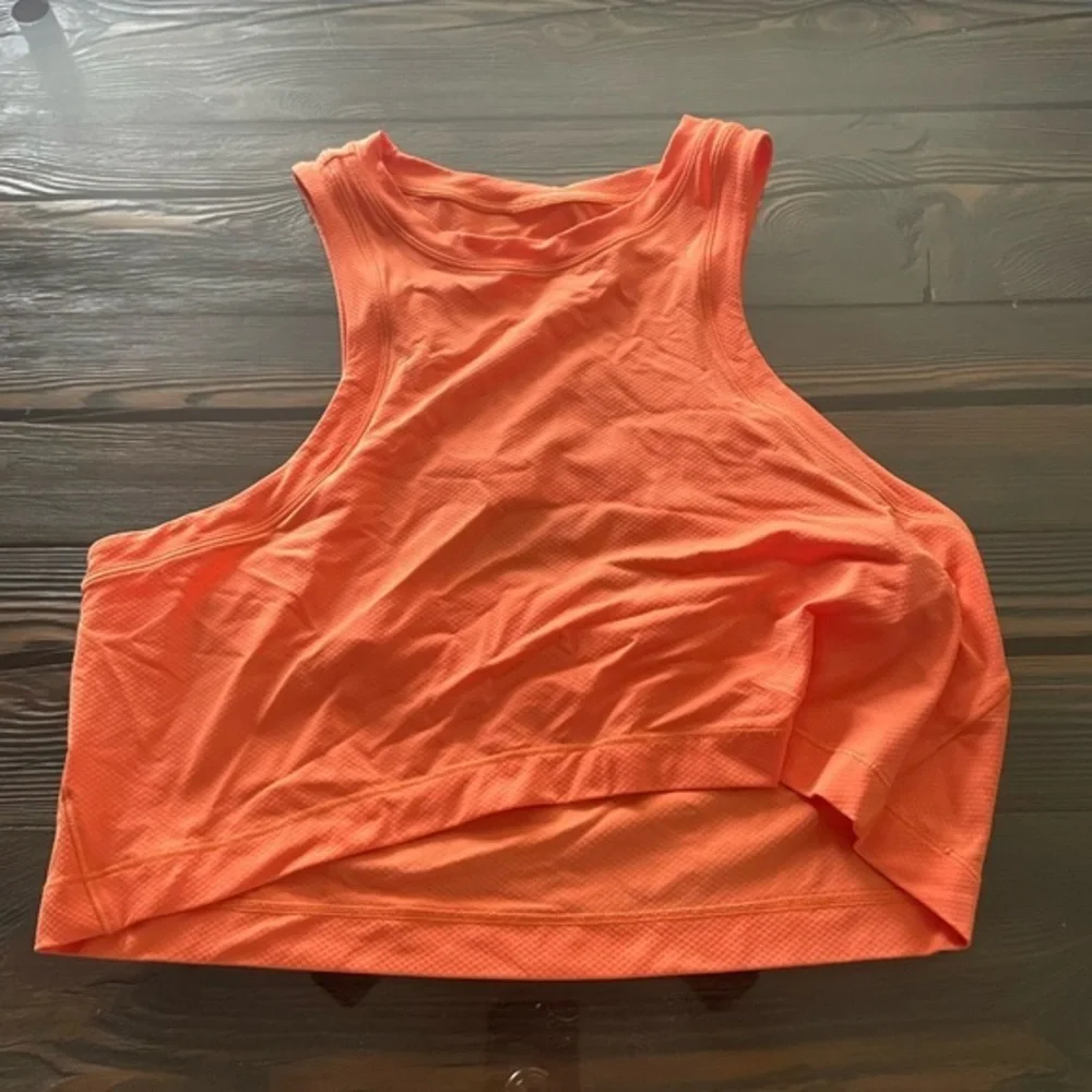 Lululemon Athletica Orange Asymmetrical Crop Tank Top - Picture 1 of 5